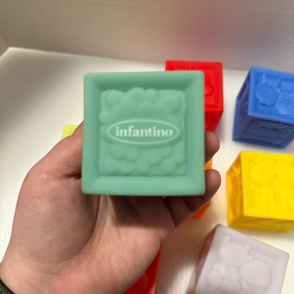 Infantino Colorful Soft Rubber Baby Building Blocks Lot of 8 Animals Numbers - Picture 7 of 8